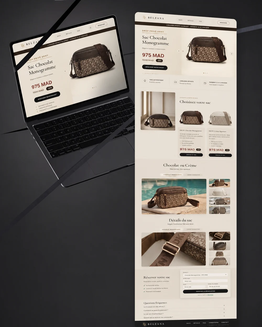 Belzana e-commerce launch presented on desktop and laptop