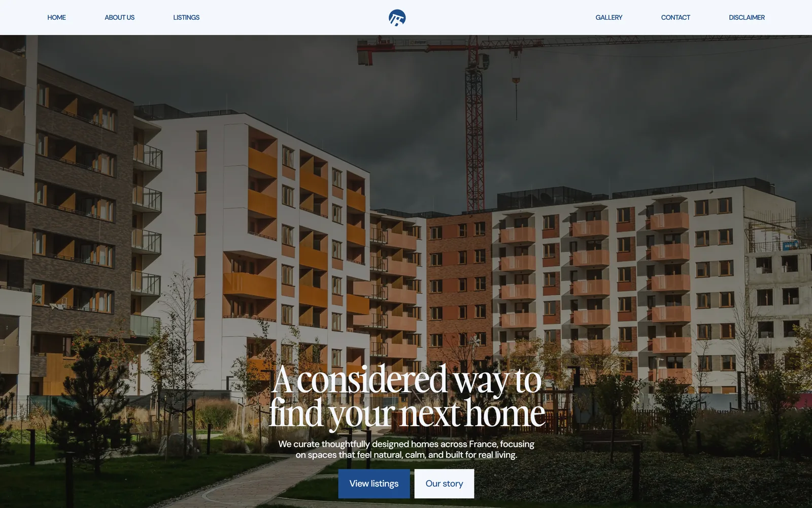 Homepage of the Habit&eacute; website, a residential property studio